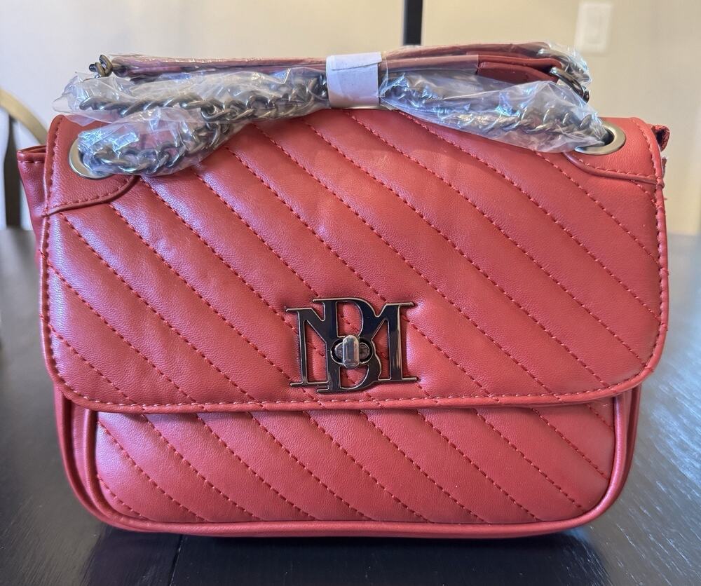 NWT Badgley Mischka Red Quilted Crossbody Bag